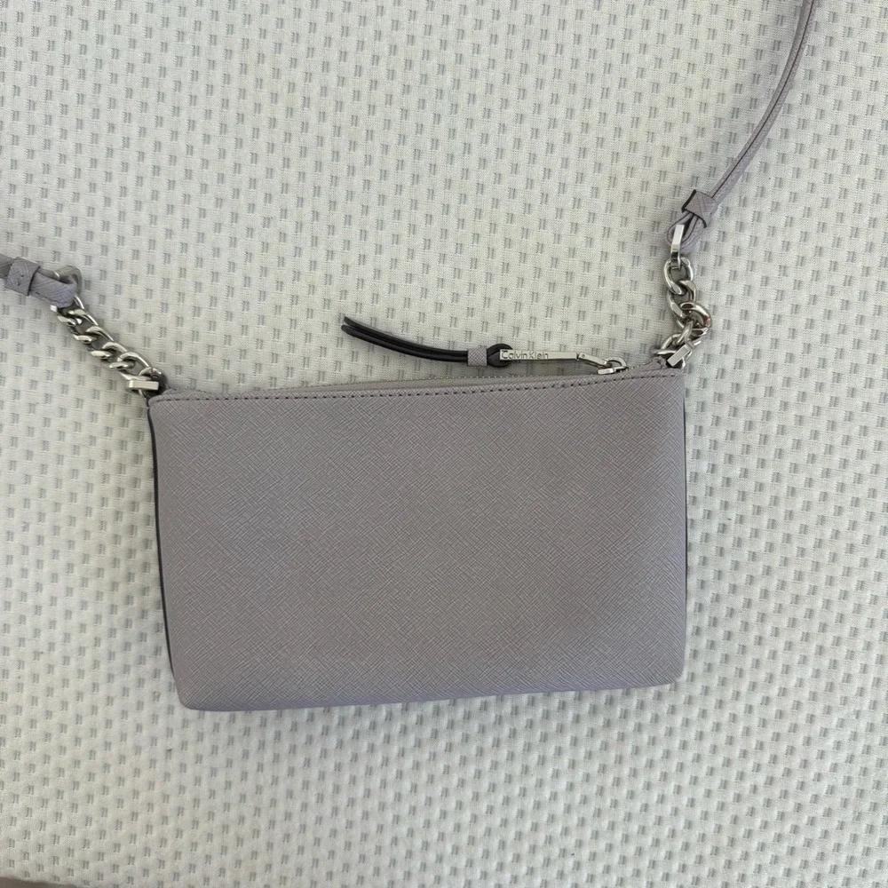 Calvin Klein Women's Saffiano Leather Small Shoulder Zip Bag - Lavender